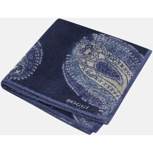 Boggi, Pochette Motivo Macro Paisley In Lana, Uomo, Navy