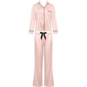 Bluebella Claudia Set Camicia e Pantaloni Rosa Chiaro/Nero