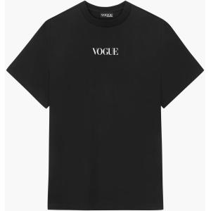 T-Shirt VOGUE nera con logo piccolo stampato bianco