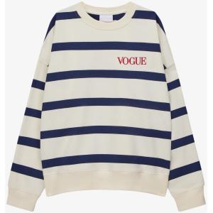Felpa VOGUE Stripes Edition a righe blu con logo ricamato rosso