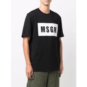 T-shirt In Cotone Bianco/nero Con Stampa Logo M.s.g.m. Nero Taglia S M.s.g.m. Taglia S