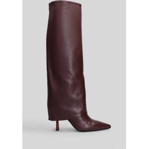 Stivali tacco basso Emily in Pelle Bordeaux