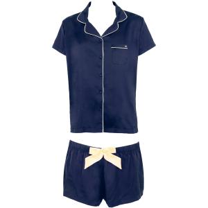 Bluebella Abigail Set Camicia e Short in Raso Luxe Blu/Crema