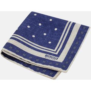 Boggi, Pochette Motivo A Pois In Seta, Uomo, Blu