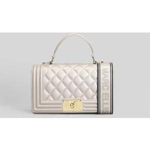 Borsa a spalla Flat Square S in Gomma Taupe