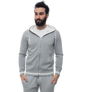 Luigi Borrelli Felpa con cappuccio Grigio/bianco Cotone Uomo