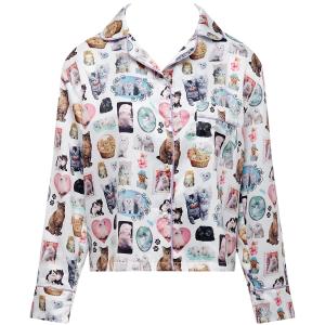 Bluebella BB x Ashley Williams Camicia in Raso Luxe con Stampa Gattini