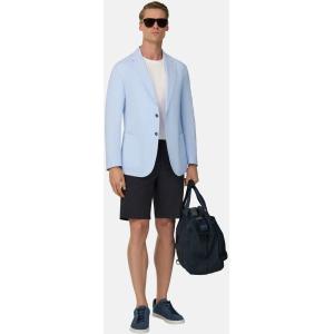 Boggi, Giacca Super Leggera Gessato Fine In Cotone Stretch, Uomo, Azzurro, Taglia: 58