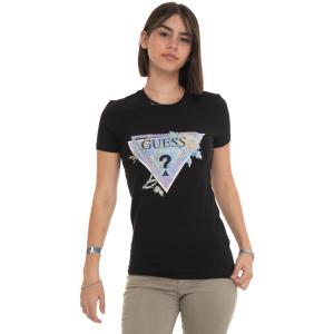 Guess T-shirt girocollo Nero Cotone biologico Donna