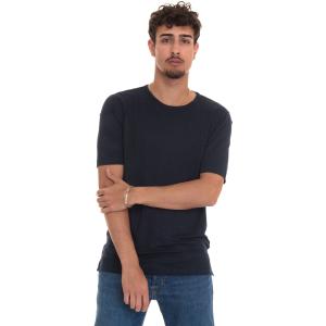 Gran Sasso T-shirt manica corta girocollo Blu medio Lino Uomo