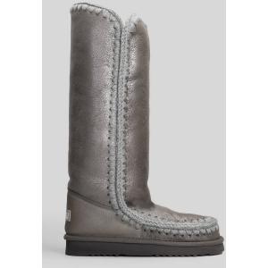 Stivali tacco basso Eskimo 40 in Camoscio Grigio