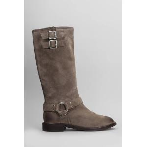 Stivali tacco basso  in Camoscio Taupe