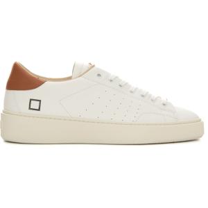 D.A.T.E. Sneakers in pelle con lacci LEVANTE Bianco-cuoio Pelle Uomo
