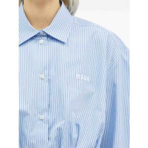 Camicia Corta A Righe Con Logo Ricamato M.s.g.m. Blu Taglia 40 M.s.g.m.  Taglia 40