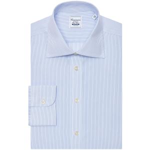 Camicia non iron azzurra a righe sottili, regular valencia francese