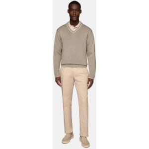 Boggi, Maglia Scollo V Taupe In Lana Cotone Organico, Uomo, Taupe, Taglia: L