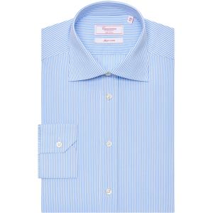 Camicia permanent azzurra a righe, extra slim capri francese