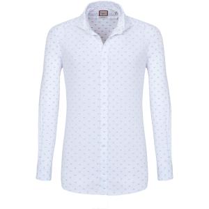 Camicia trendy bianca con fantasia azzurra francese