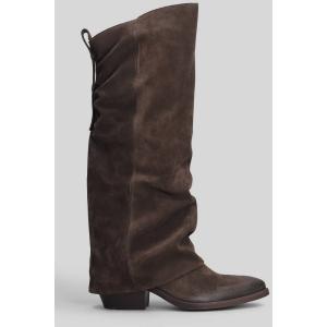 Stivali texani Hunter in Camoscio Marrone