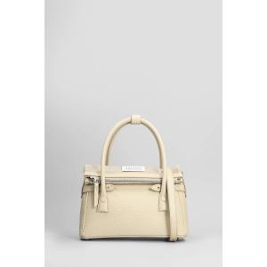 Borsa a mano 5ac east west in pelle e tessuto Beige