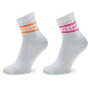 33-Set di 2 paia di calzini lunghi da donna E1028W-2009 Bianco