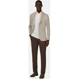 Boggi, Giacca Micro Fantasia In Lino E Cotone B Jersey, Uomo, Taupe, Taglia: 46