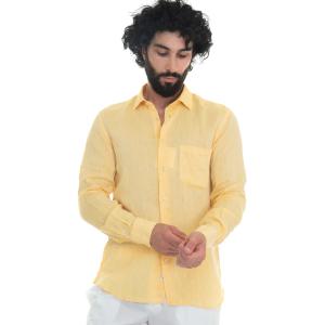 Vincenzo De Lauziers Camicia casual Giallo Lino Uomo