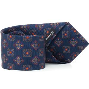 Kiton Cravatta Blu Seta Uomo