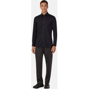 Boggi, Polo Camicia In Cotone Seta Regular Fit, Uomo, Nero, Taglia: L