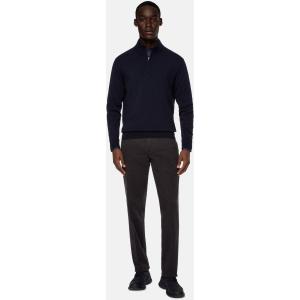 Boggi, Maglia Mezza Zip Navy In Misto Cashmere, Uomo, Navy, Taglia: L