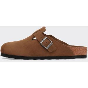 Birkenstock Ciabatta Boston Softbed Suede Leather Dark Tea