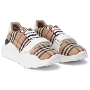 Sneaker In Misto Cotone Vintage Check Burberry Nude e Neutro Taglia 40 Burberry Taglia 40