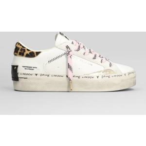 Sneakers Distressed in Pelle Bianca