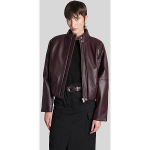 Bomber in pelle in Pelle Bordeaux