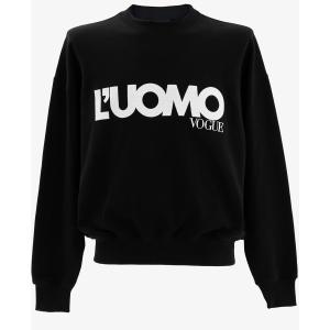 Felpa L’UOMO nera con logo ricamato bianco