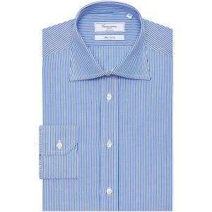 Camicia permanent blu a righe, slim siena francese