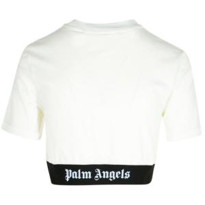 T-shirt Crop In Cotone Bianco Palm Angels Bianco Taglia XS Palm Angels  Taglia XS