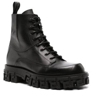 Stivaletti Stringati In Pelle Versace Nero Taglia 40 Versace  Taglia 40