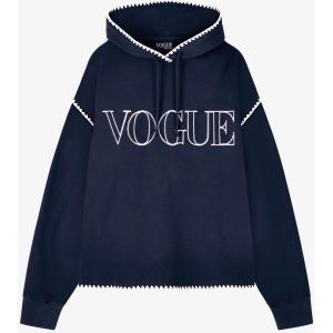 Felpa con cappuccio VOGUE Handcraft Edition blu notte con logo ricamato