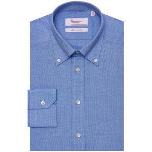 Camicia permanent blu, extra slim alghero button down