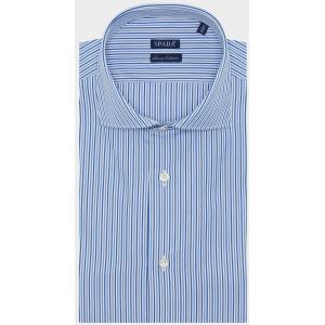 Camicia in cotone multiriga con collo francese