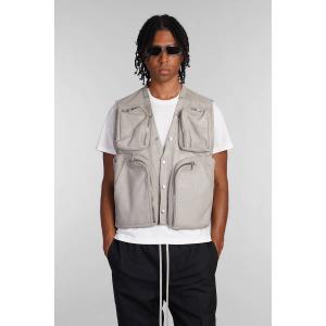 Gilet Cargo vest in Pelle Grigia