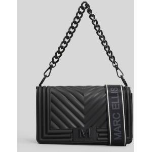 Borsa a spalla Flat M in Gomma Nera