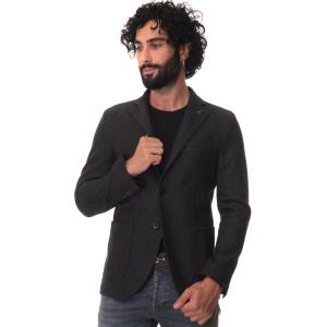 Paoloni Giacca 2 bottoni Nero Lana Uomo