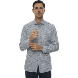 Luigi Borrelli Camicia casual Bianco/blu Cotone Uomo