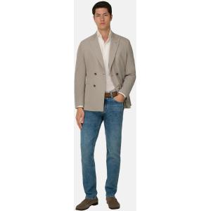 Boggi, Brooklyn | Giacca Doppio Petto Micro Struttura In Puro Cotone, Uomo, Taupe, Taglia: 46