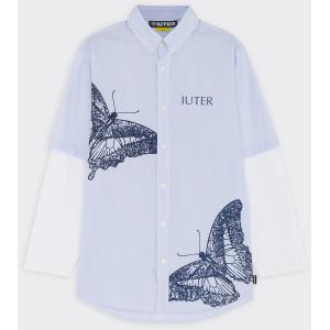 Iuter Camicia Double Butterfly Stripes Light Blue