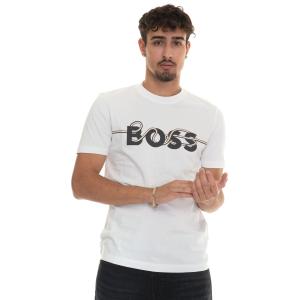 BOSS T-shirt girocollo mezza manica Bianco Cotone Uomo