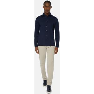 Boggi, Polo Camicia In Piquè Filo Di Scozia Slim Fit, Uomo, Navy, Taglia: S