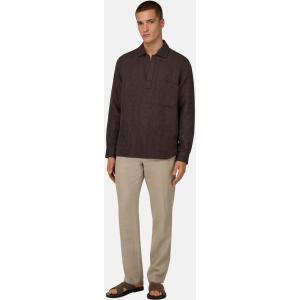 Boggi, Camicia In Misto Lino Regular Fit, Uomo, Marrone scuro, Taglia: XL